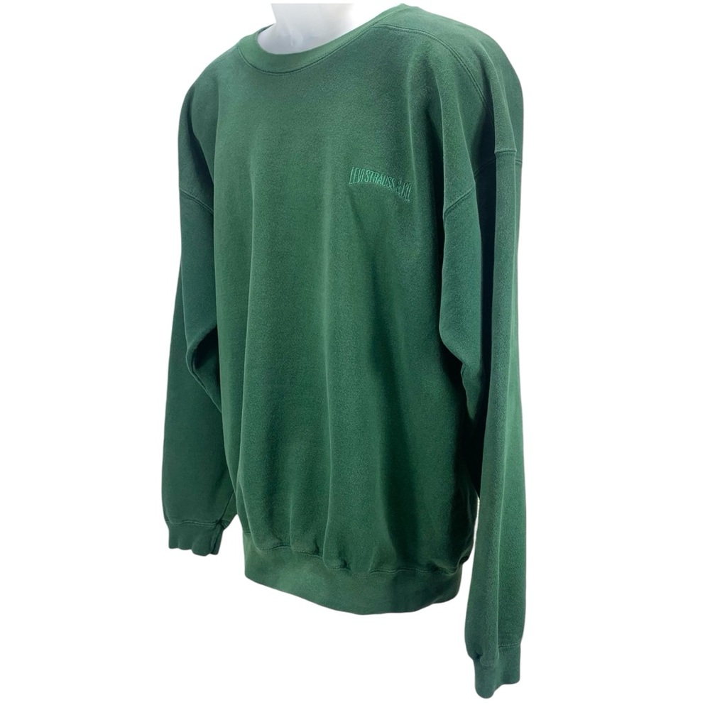 Levi Strauss & Co Crewneck Sweatshirt Mens L Green Embroidered Logo Vintage - Picture 2 of 10